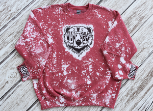 Mama Bear Bleached Sweatshirt in Red